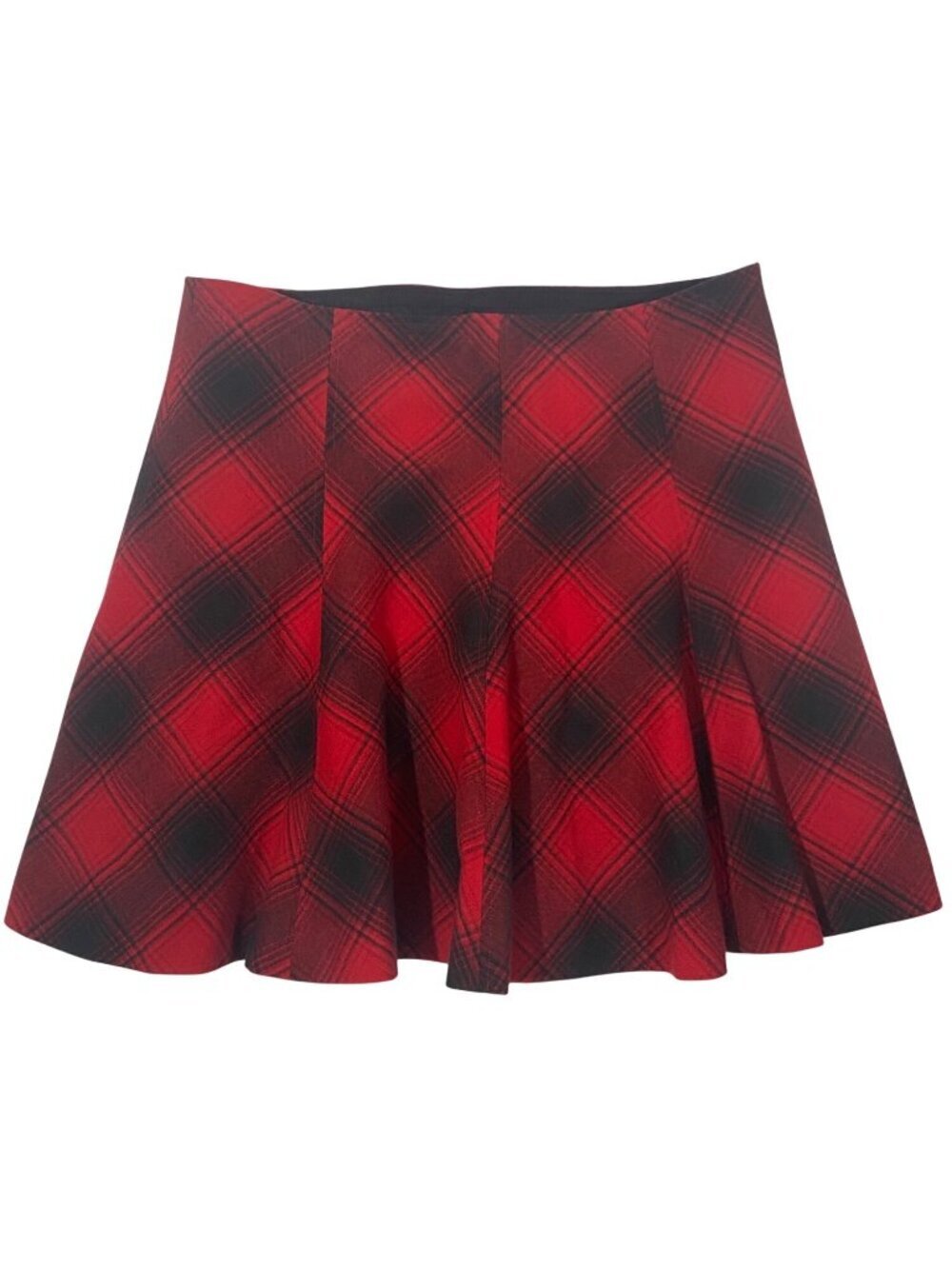 Polo Ralph Lauren Red & Black Plaid Wool Blend Skirt With Silk Lining Size 2